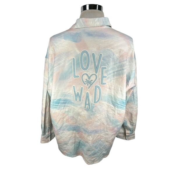 Li-Ning Love Wade Logo Shirt Men's 2XL XXL Marshmallow Tie Dye Blue Pink Button - Picture 4 of 11